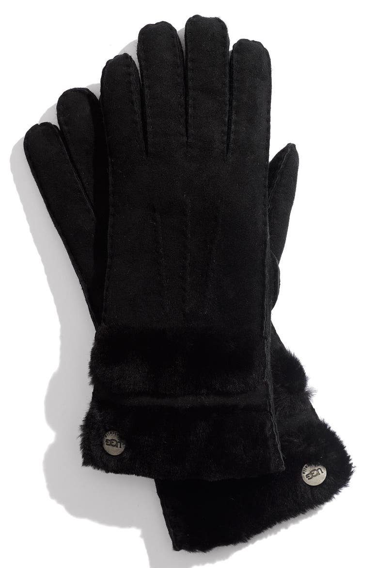 Australia 'Classic' Genuine Shearling Gloves, Main, color, BLACK