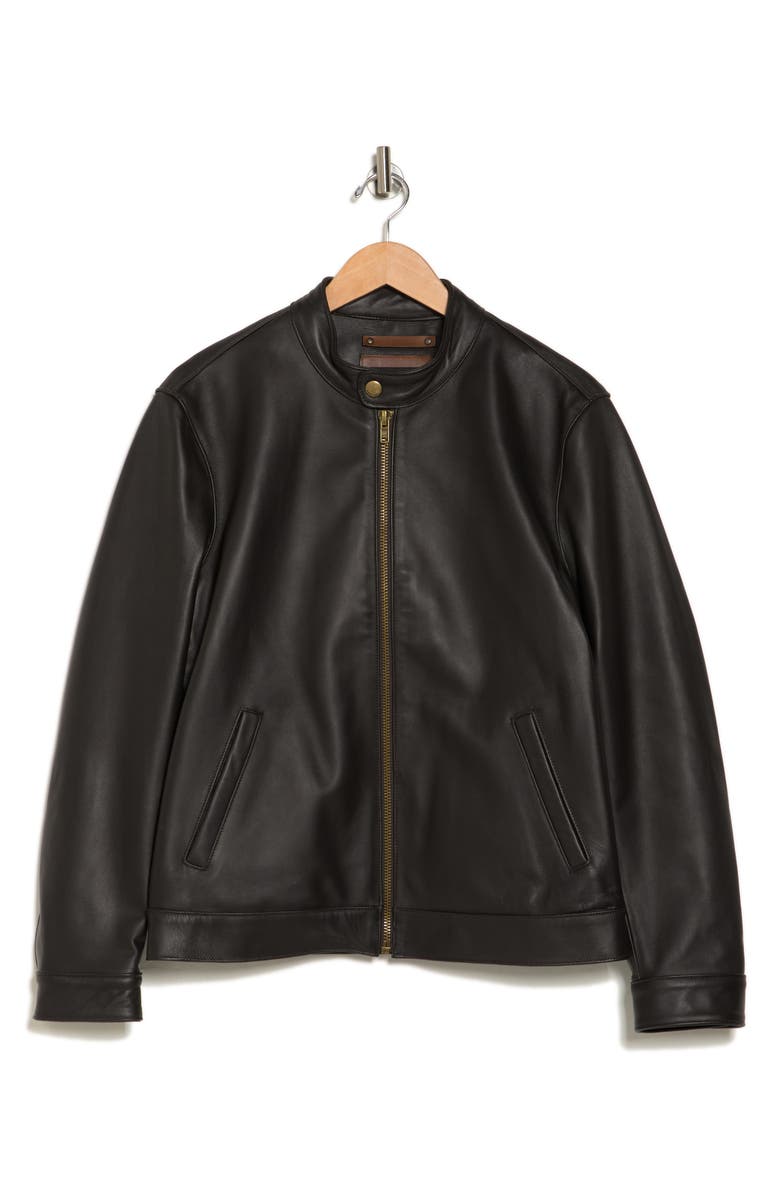 Frye Cafe Leather Racer Jacket, Alternate, color, Dark Brown