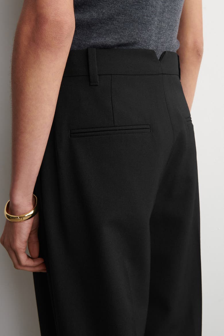Pleated Wool-blend Tapered Trousers, Alternate, color, BLACK