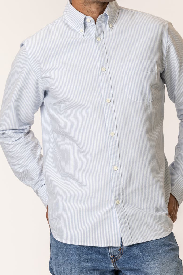 Organic Cotton Oxford Shirt, Alternate, color, Stripe Blue White