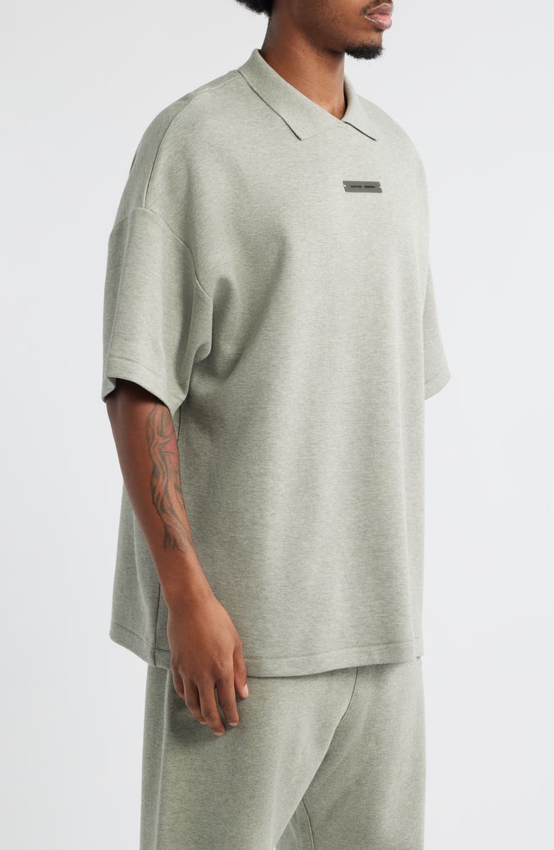 Fear of God Essentials '90's Fit Piqué Polo, Alternate, color, Concrete Heather