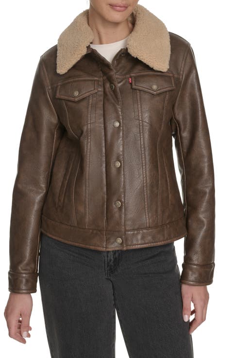 Faux Leather Trucker Jacket