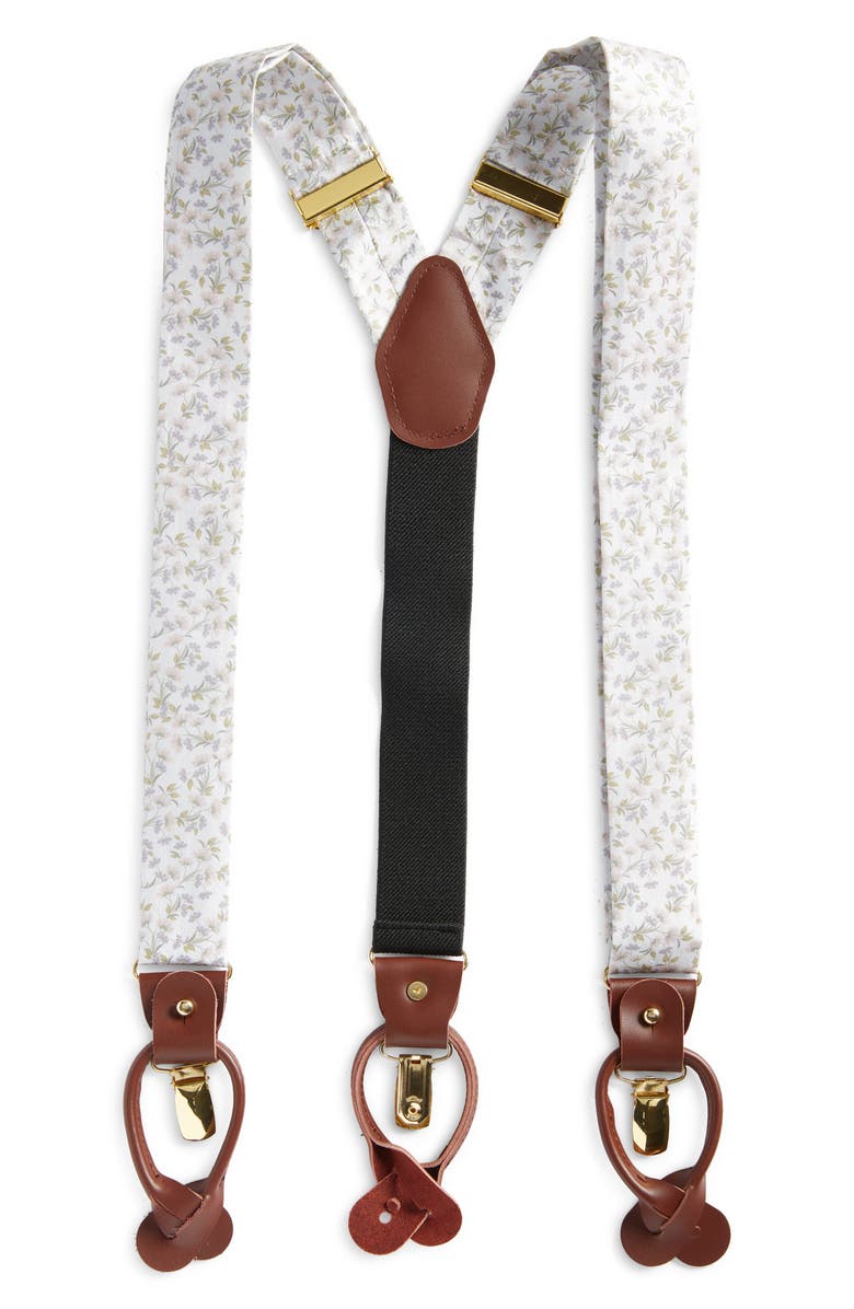 CLIFTON WILSON Floral Silk Suspenders, Main, color, White