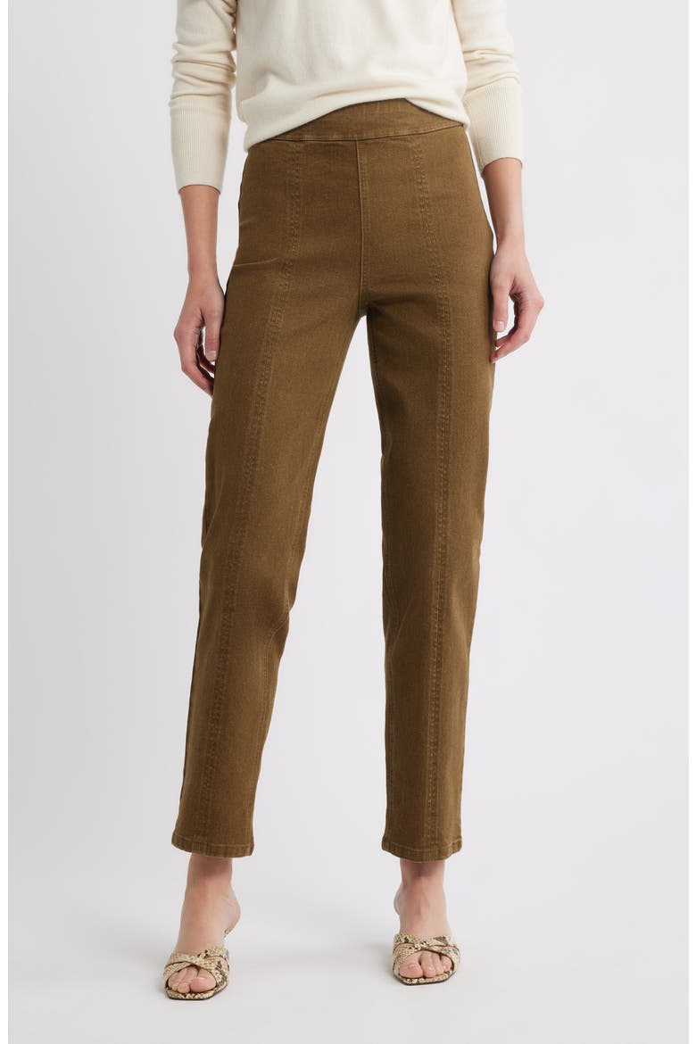 High Waist Straight Leg Denim Leggings, Main, color, OLIVE NIGHT