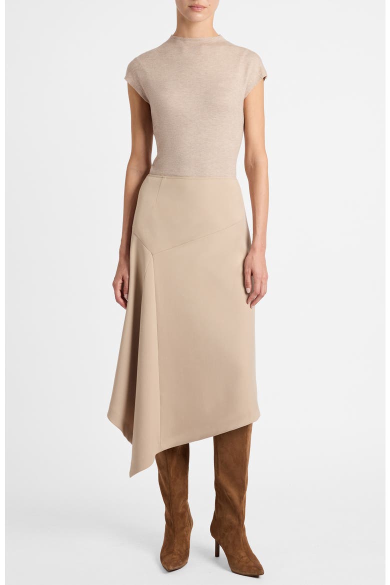 Myna Asymmetrical Midi-Length Skirt, Alternate, color, Sand