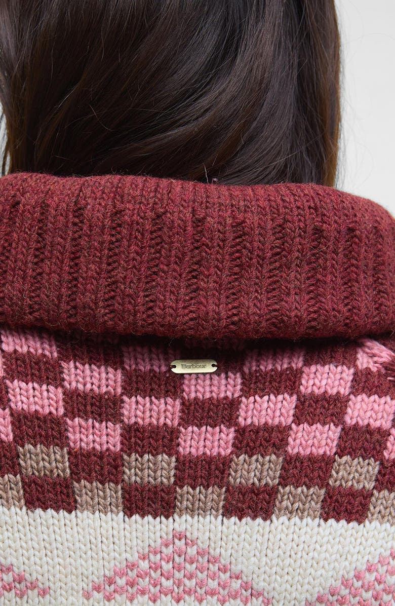 Barbour Ruby Wool Blend Shawl Collar Cardigan, Alternate, color, Burgundy Multi