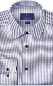 David Donahue Slim Fit Microcheck Stretch Cotton Twill Dress Shirt