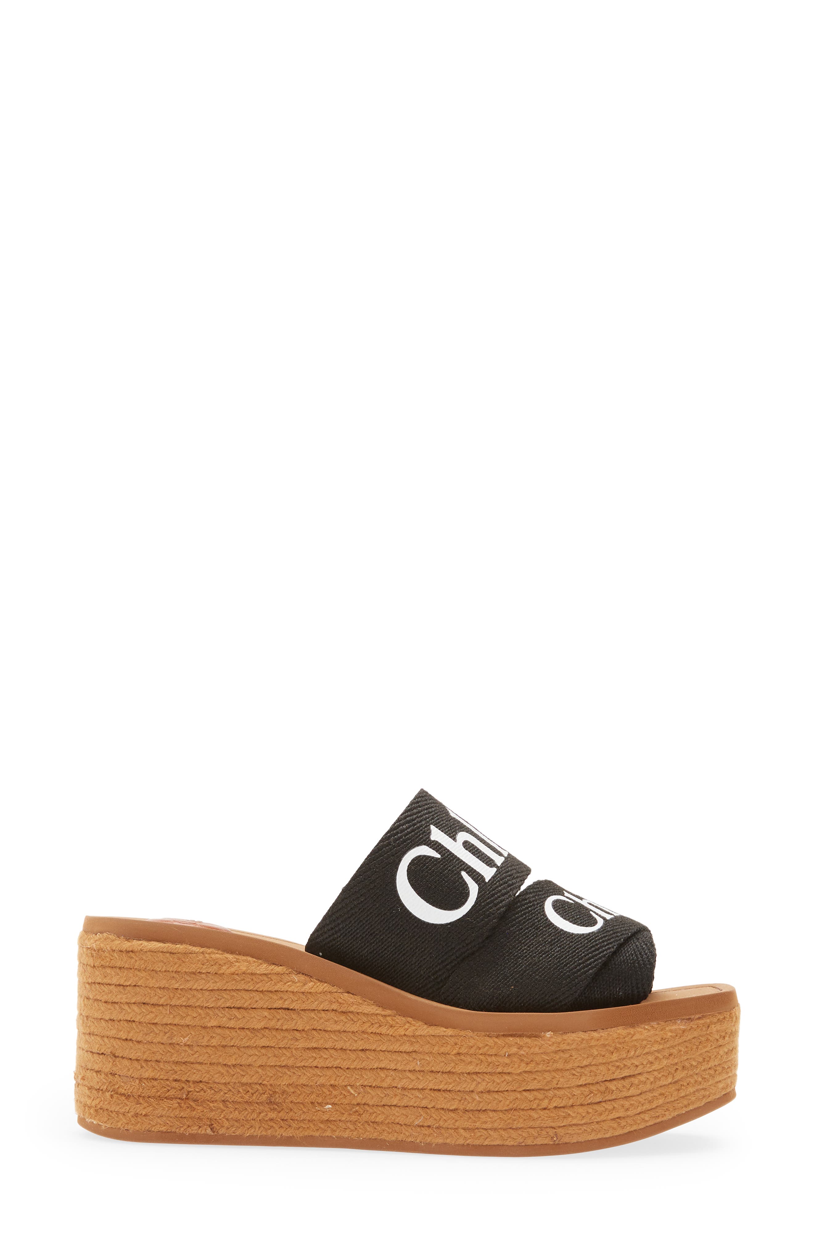 Chloé Woody Logo Espadrille Platform Slide Sandal, Alternate, color, 