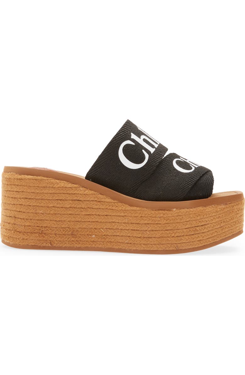 Chloé Woody Logo Espadrille Platform Slide Sandal, Alternate, color,