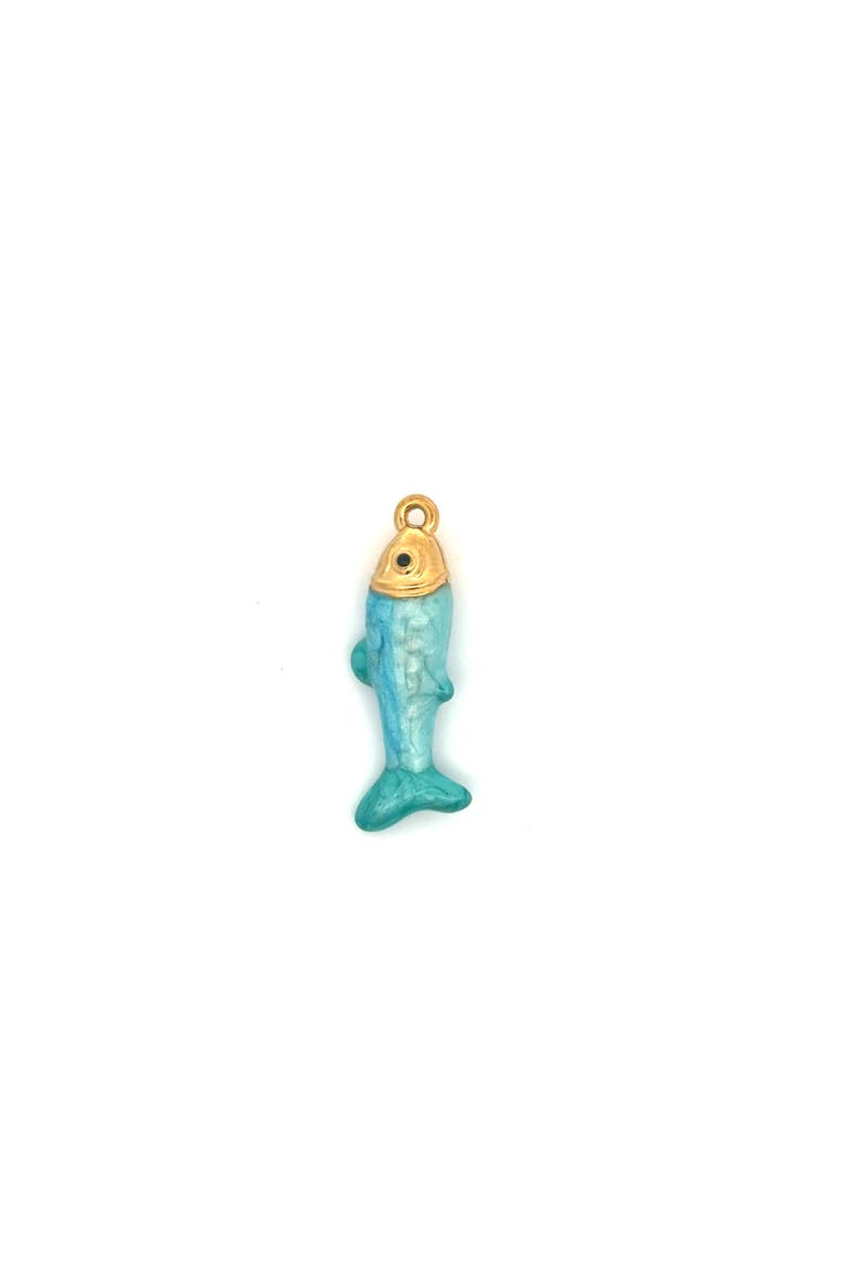 Enamel Coastal Fish Charm, Alternate, color, blue