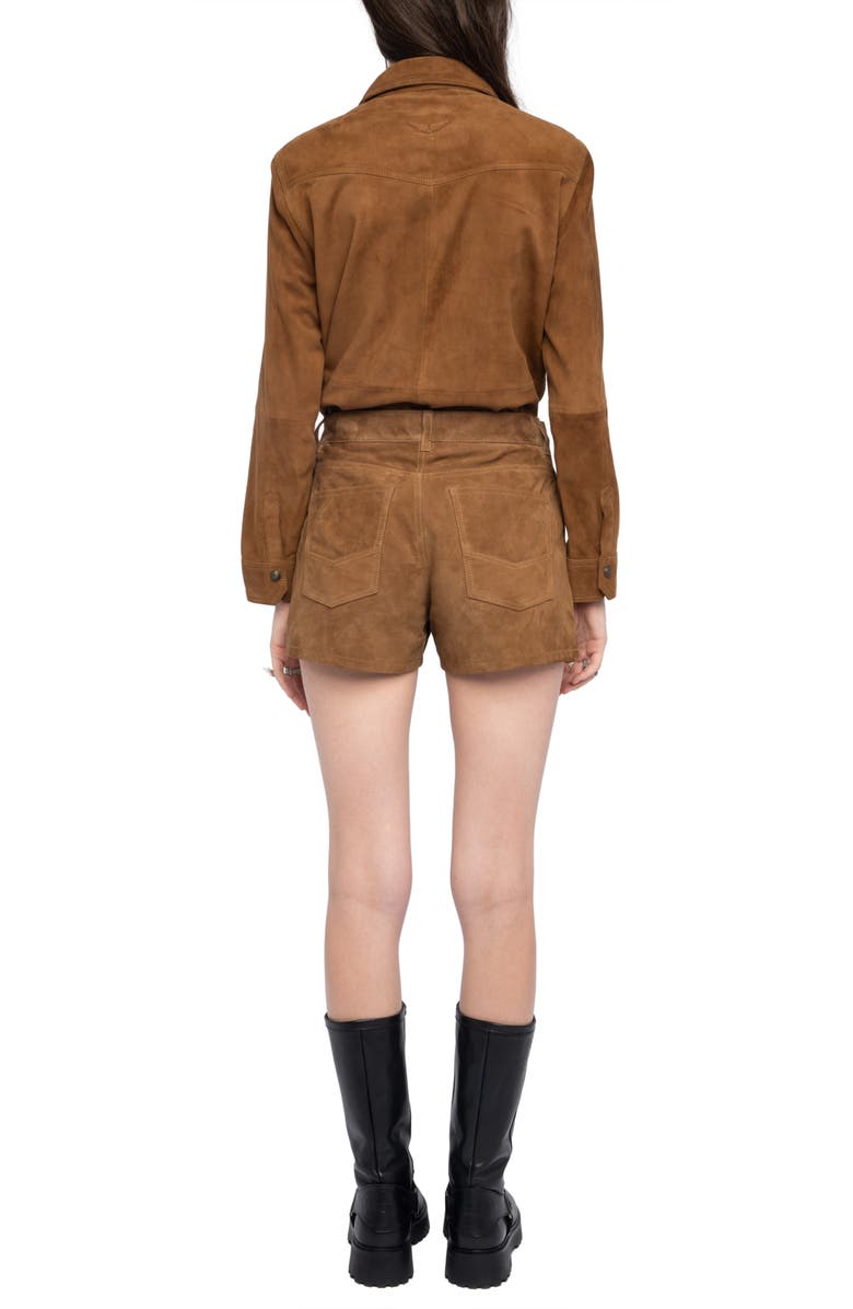 Zadig & Voltaire Sadys Suede Shorts, Alternate, color, Daim