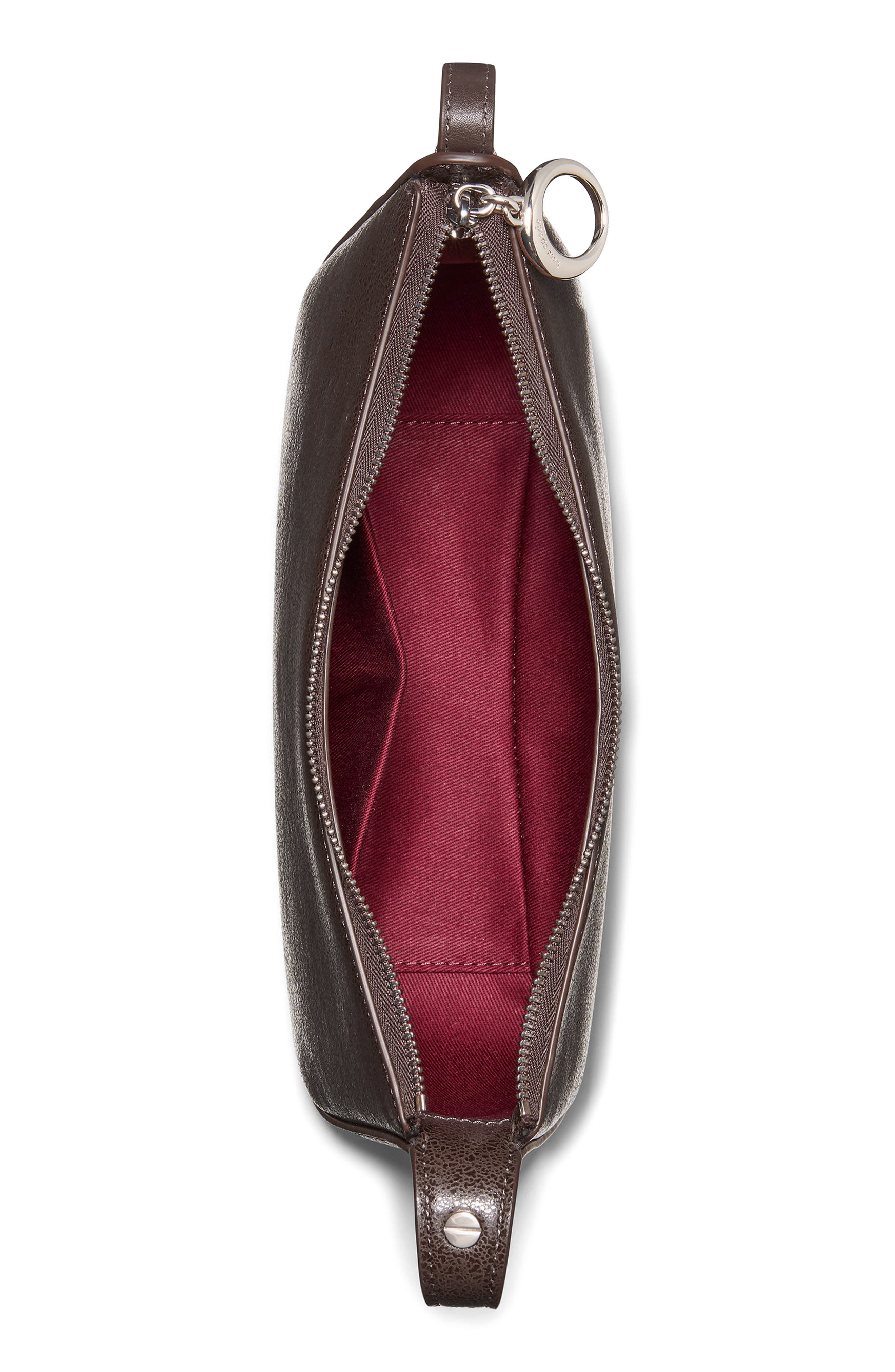 Kate Spade New York halo glazed leather crossbody bag, Alternate, color, Hot Fudge