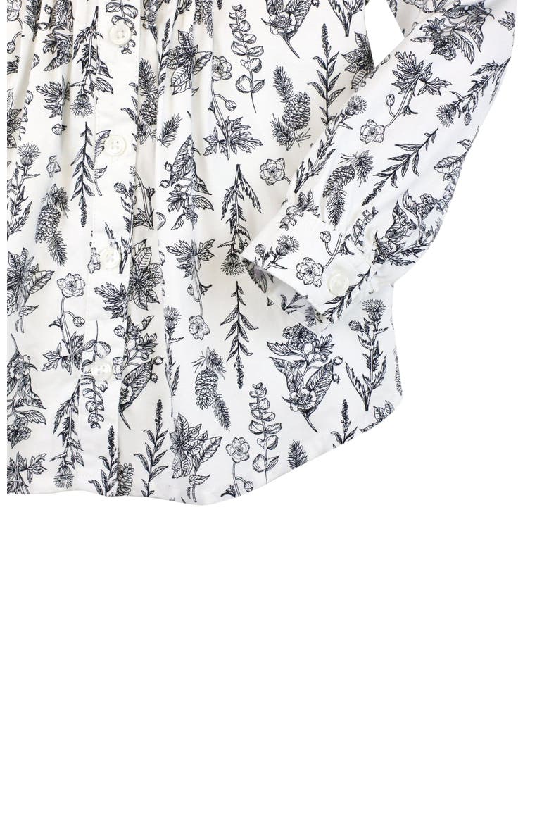 Baby Girls' Organic Pintuck Button Down Blouse, Infant, Alternate, color, Black Winter Botanical
