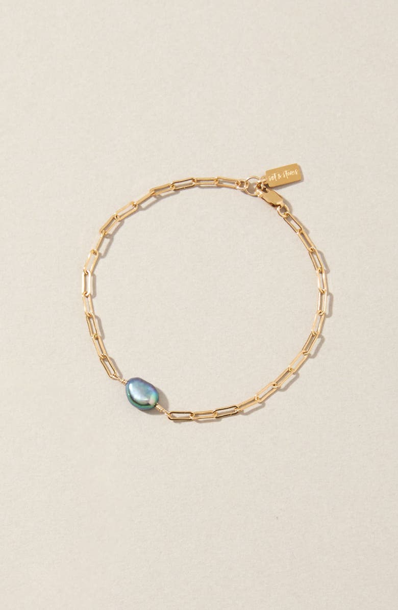 Set & Stones Jewellea Freshwater Pearl Bracelet, Alternate, color, Gold / Peacock