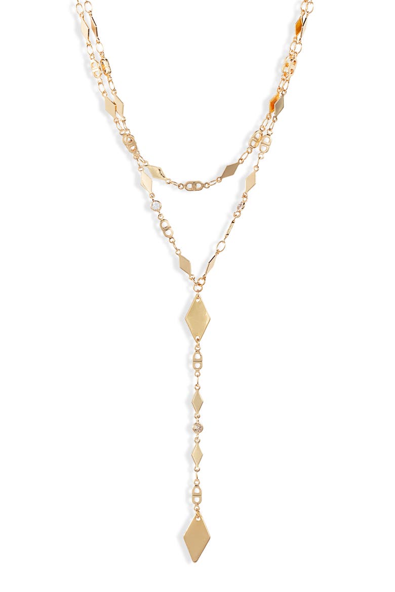 Layered Lariat Necklace, Main, color, GOLD