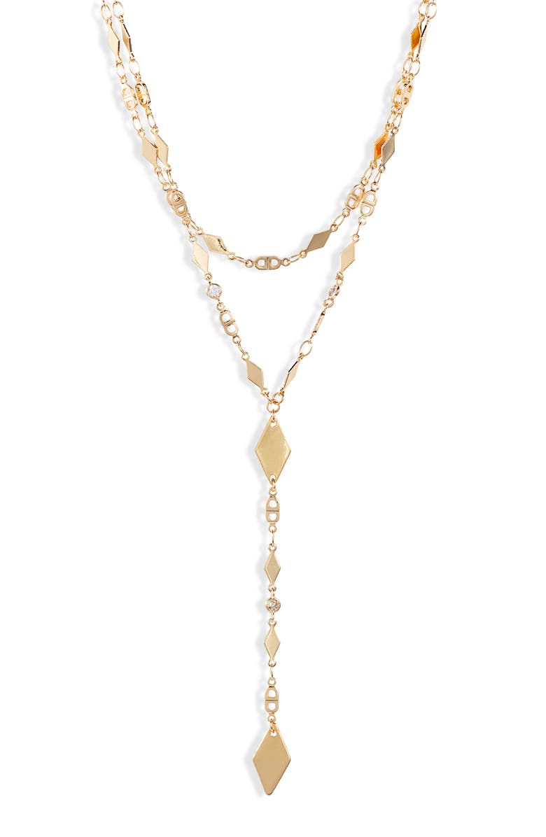 Ettika Layered Lariat Necklace, Main, color, Gold