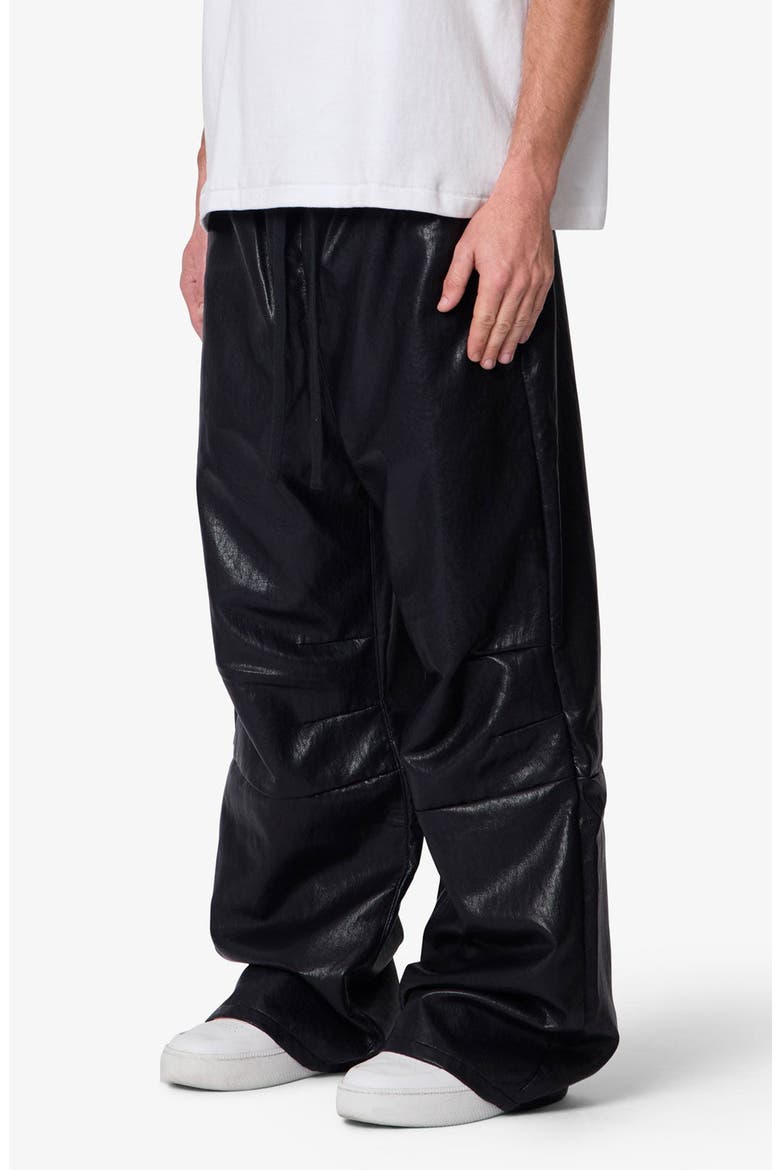 Ultra Baggy Faux Leather Sweatpants, Alternate, color, BLACK