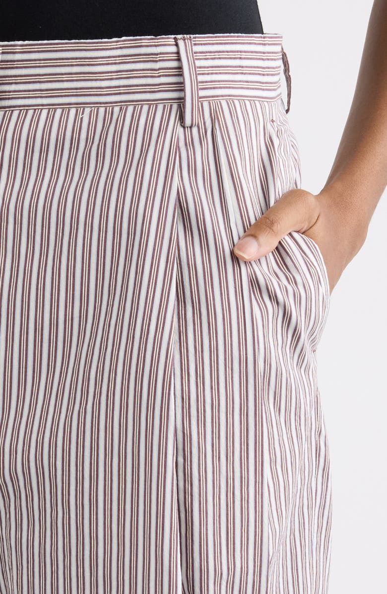 Dries Van Noten Partan Stripe Washed Cotton & Silk Pants, Alternate, color, Brown