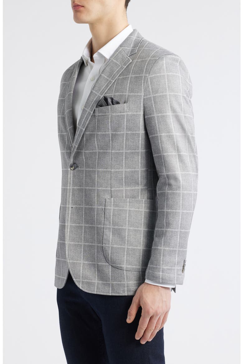 XC Flex® Heathered Windowpane Check Knit Sport Coat, Alternate, color, GRAY PLAID