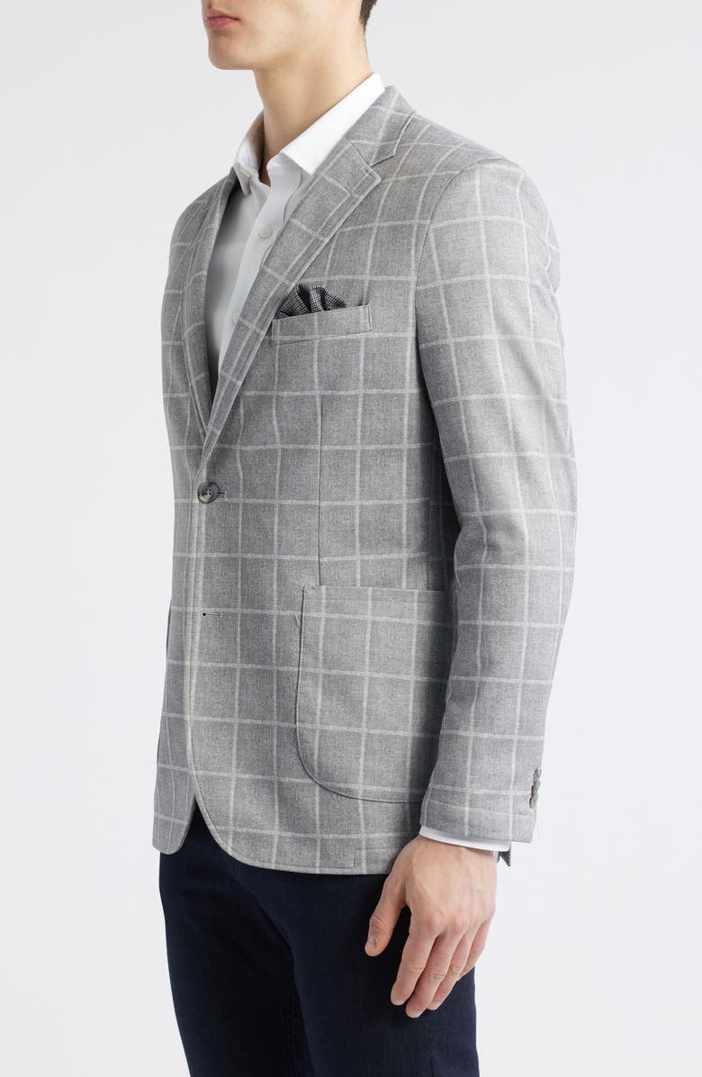 Johnston & Murphy XC Flex<sup>®</sup> Heathered Windowpane Check Knit Sport Coat, Alternate, color, Gray