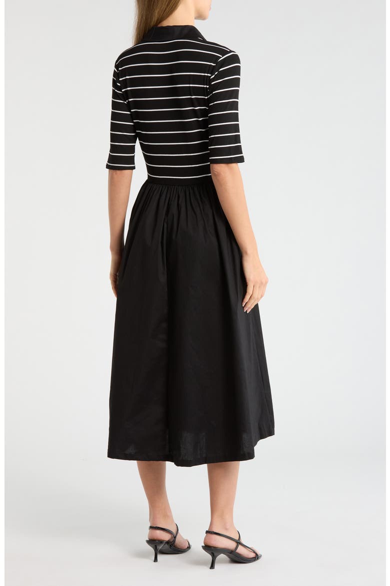 Stripe Bodice Polo Dress, Alternate, color, BLACK