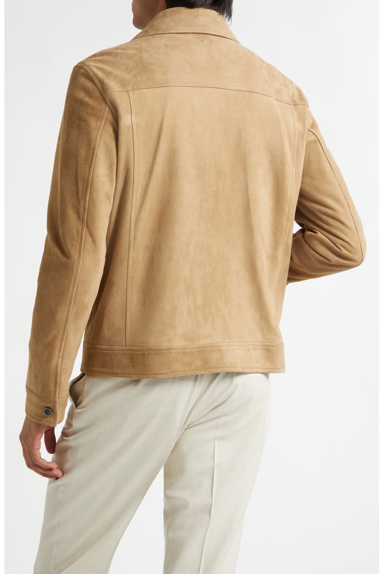 Amelio Aqua Lambskin Suede Jacket, Alternate, color, DARK BEIGE 1