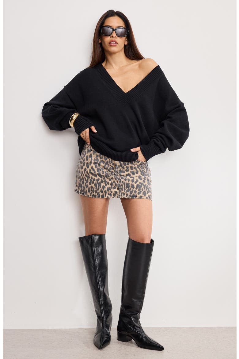 Oversize V-Neck Sweater, Alternate, color, BLACK001