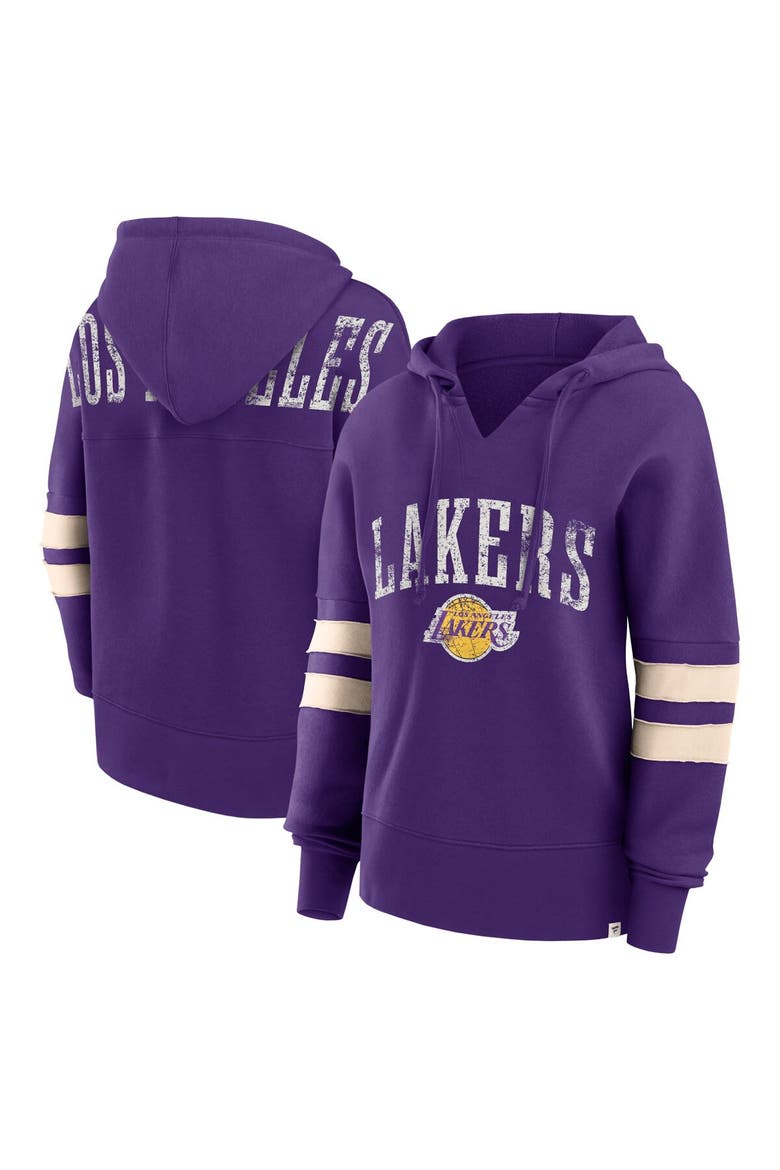 Women's Fanatics Branded Purple Los Angeles Lakers Bold Move Dolman V-Neck Pullover Hoodie, Main, color, Purple