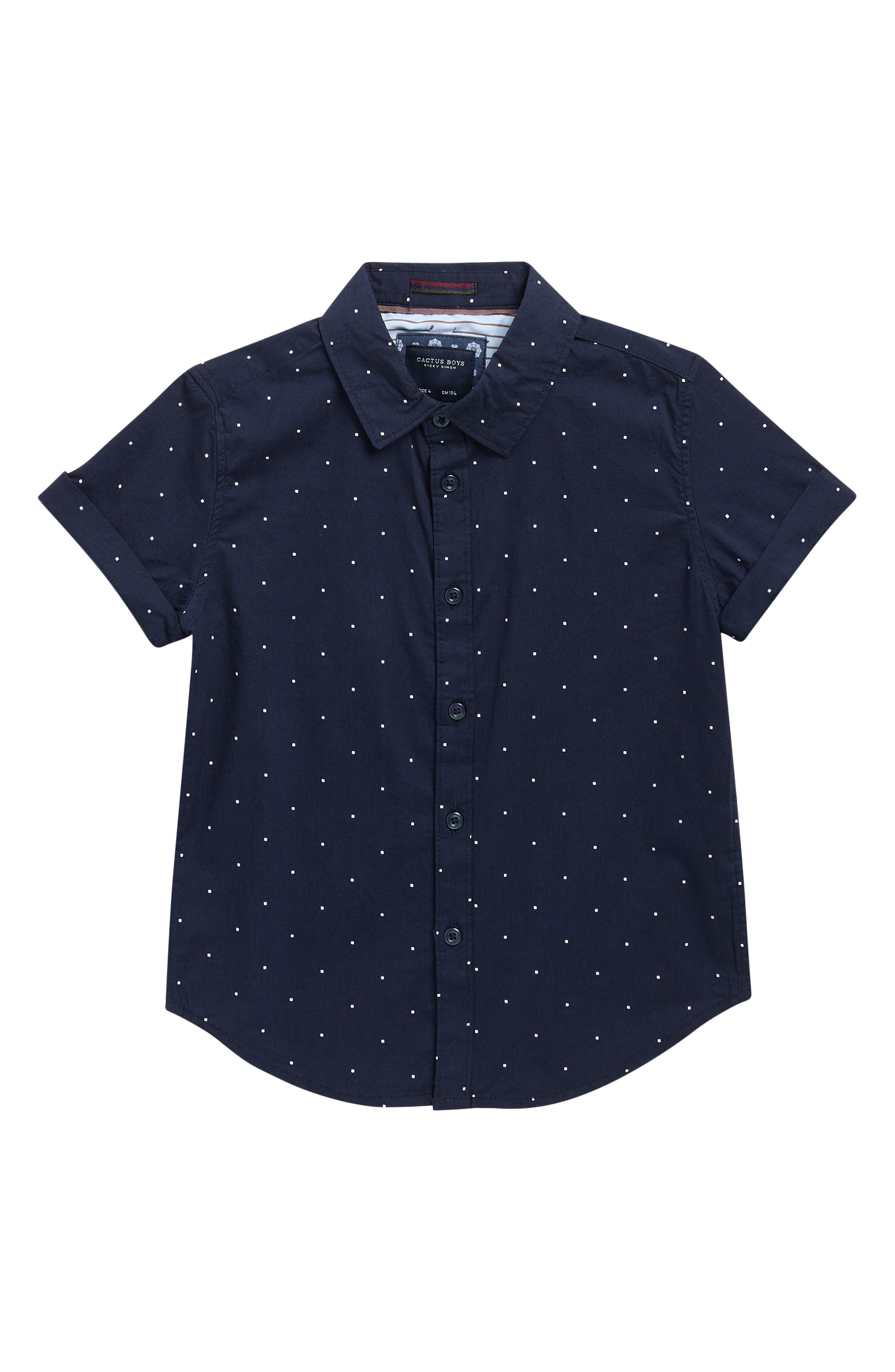 DENIM AND FLOWER Kids' Polka Dot Short Sleeve Shirt