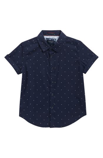 Denim And Flower Kids' Polka Dot Short Sleeve Shirt In Blue