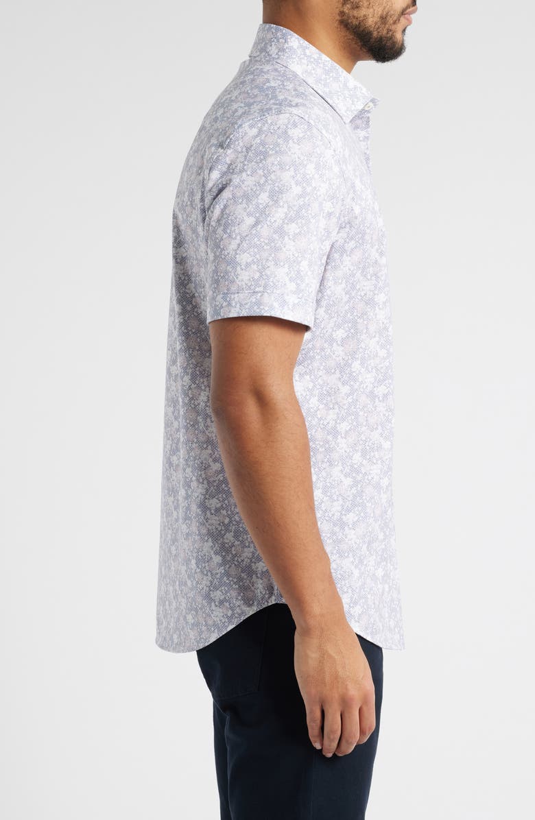 Bugatchi Miles OoohCotton<sup>®</sup> Floral Short Sleeve Button-Up Shirt, Alternate, color, Dusty Pink