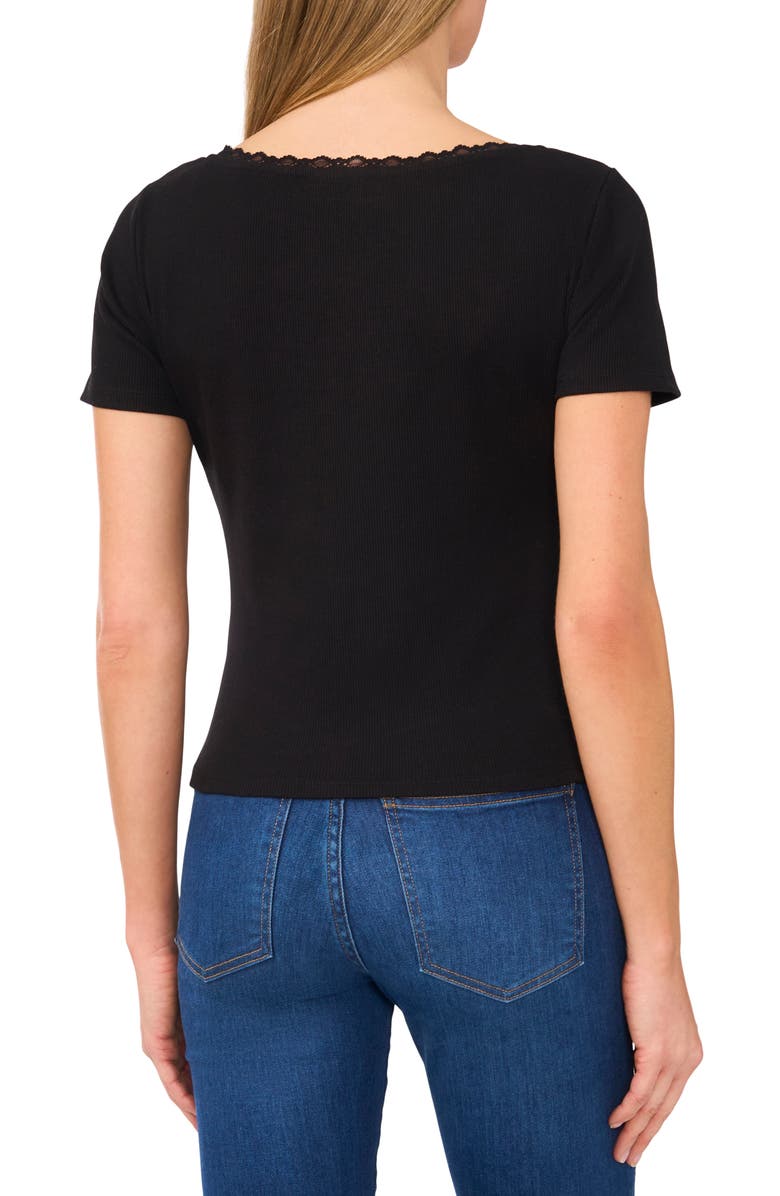 CeCe Lace Trim Cotton Blend Knit Top, Alternate, color,