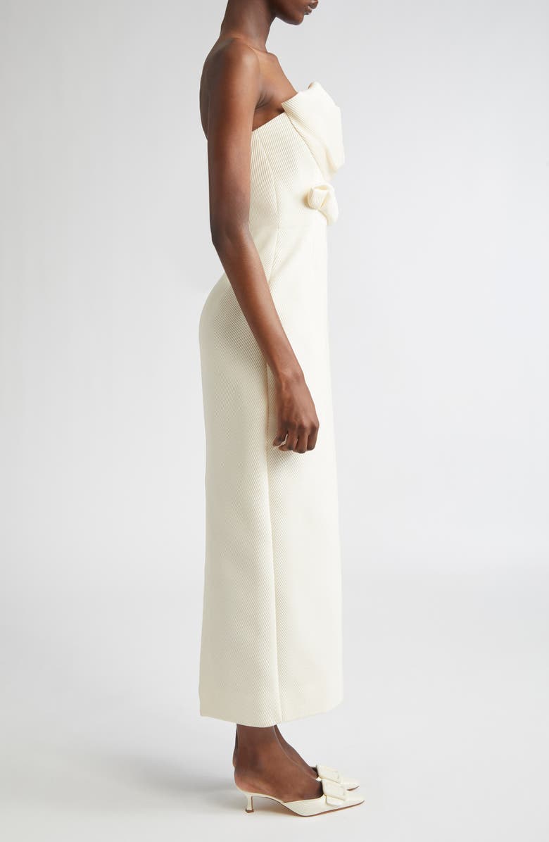 Lela Rose Draped Tulip Textured Satin Sheath Dress, Alternate, color, Cream