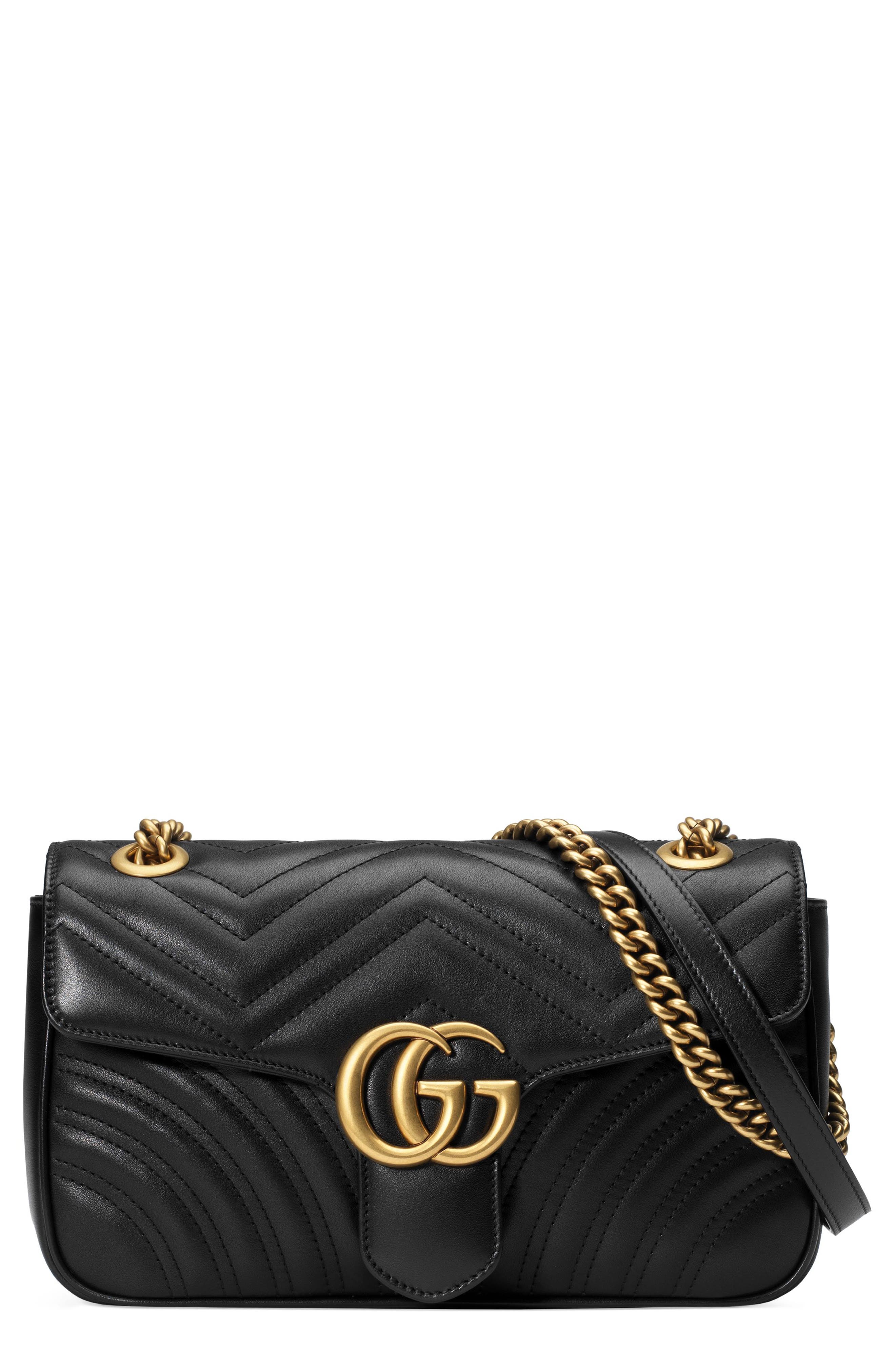 Small Matelassé Leather Shoulder Bag, Main, color, NERO/ NERO