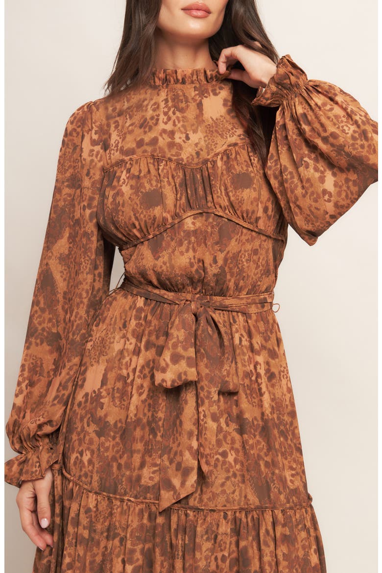 Print Long Sleeve Maxi Dress, Alternate, color, SIENNA