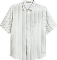 Tommy Bahama Nova Wave Silve Stripe Short Sleeve Seersucker Button-Up Shirt