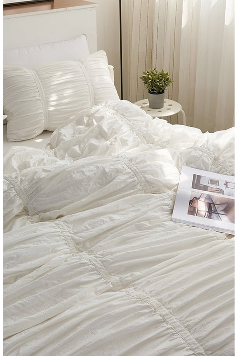 Ruffle Bedding Set with Ties, Alternate, color, White, Fitted