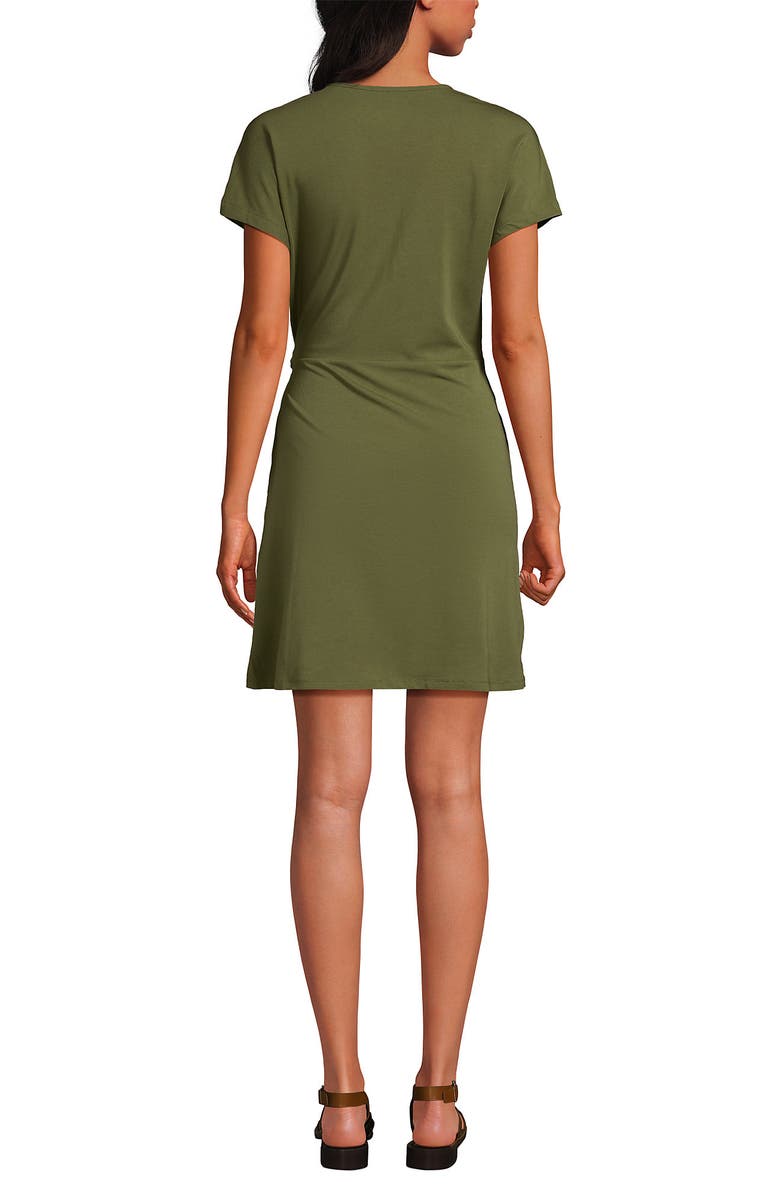 Lands' End Cotton Modal V Neck Mini Wrap Dess, Alternate, color, Artichoke