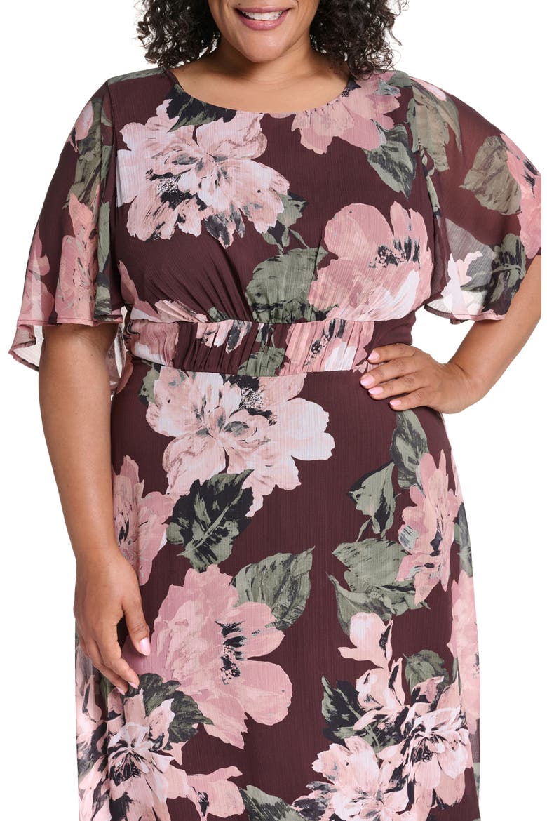 Floral Print Maxi Dress, Alternate, color, COFFEE BEAN MULTI