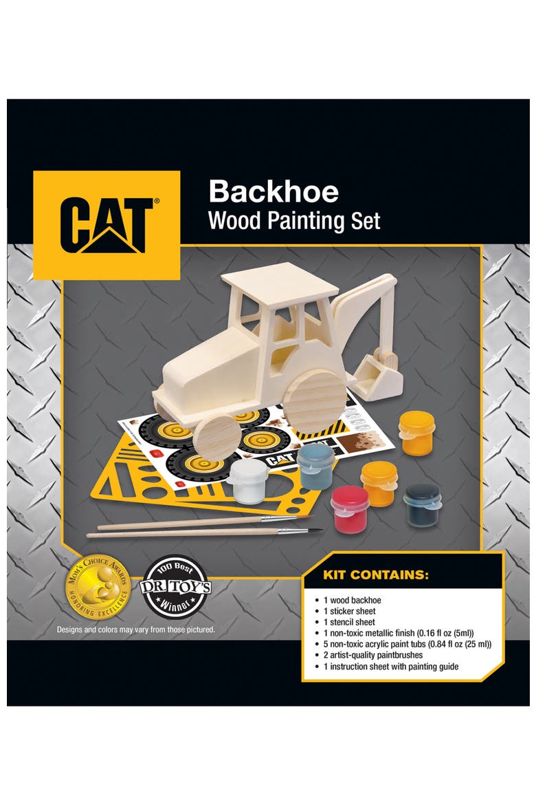 CAT Backhoe Wood Craft & Paint Kit, Alternate, color, Multicolor