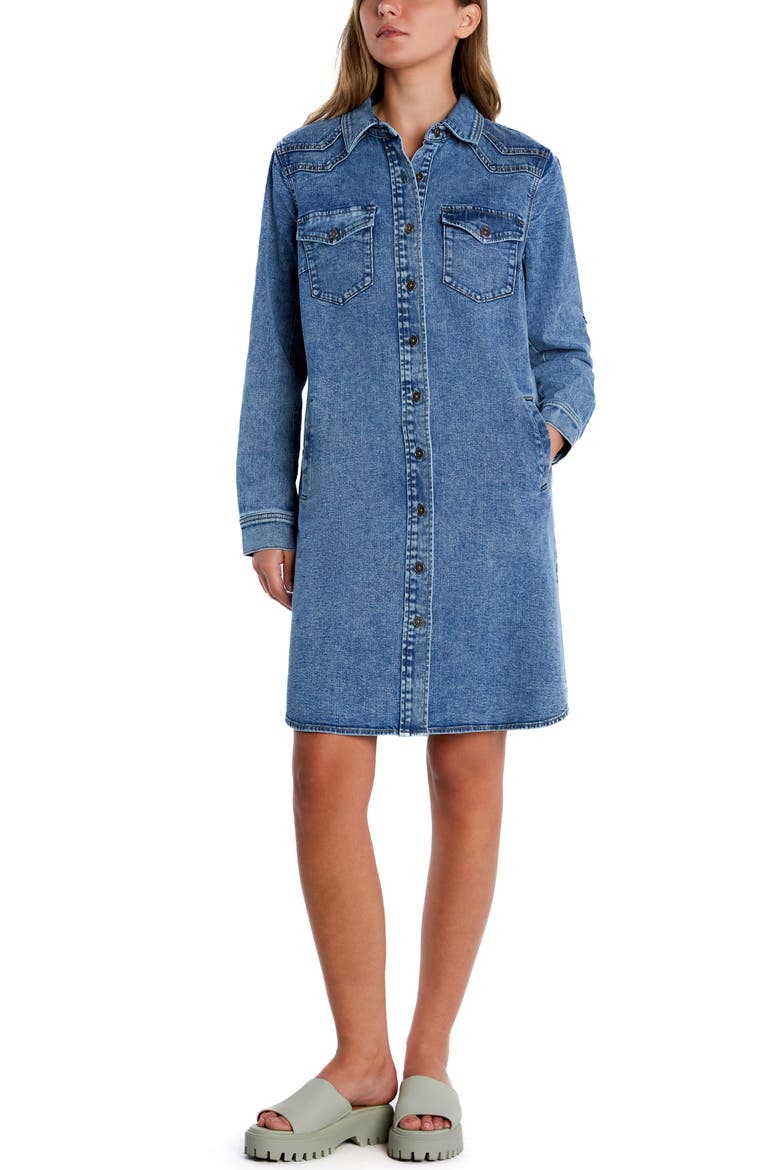 Choice Long Sleeve Denim Shirtdress, Alternate, color, CLEAR BLUE