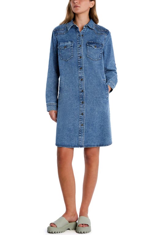 Wash Lab Denim Choice Long Sleeve Denim Shirtdress In Clear Blue