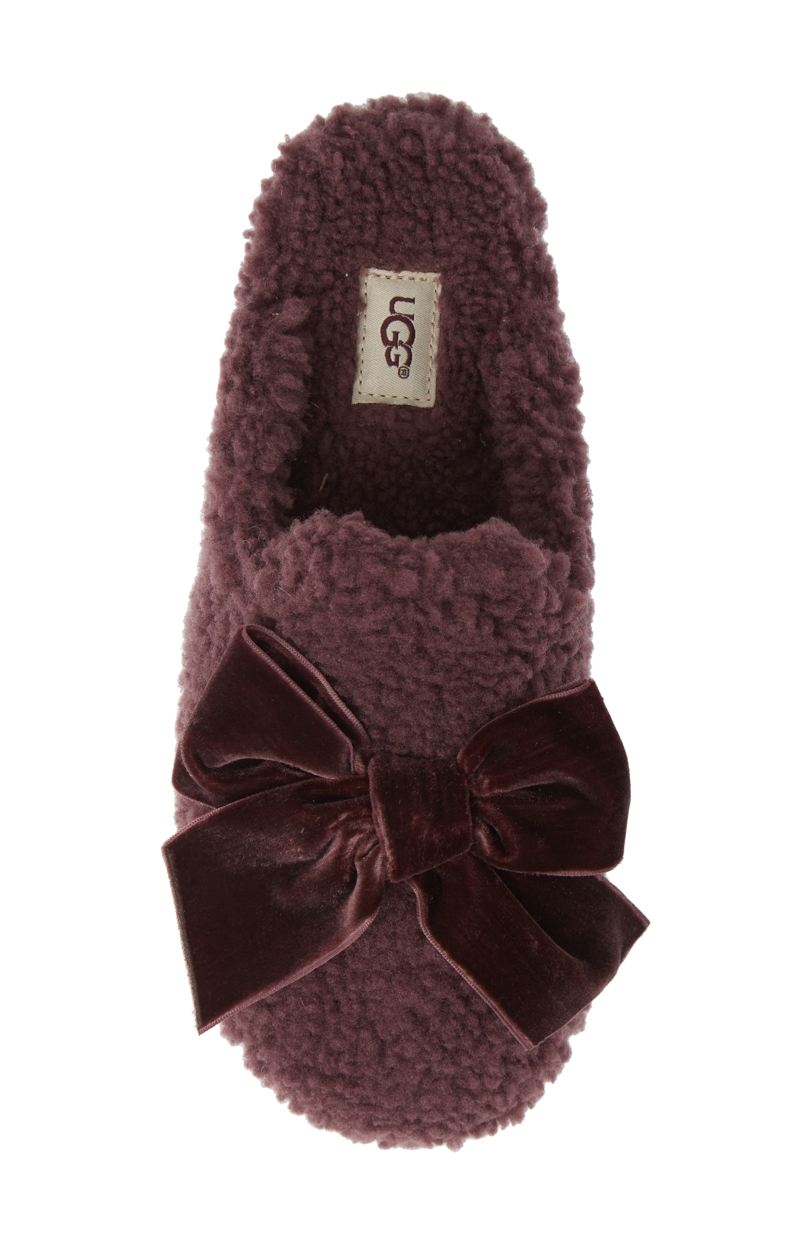 UGG<sup>®</sup> Addison Velvet Bow Genuine Shearling Slipper, Alternate, color, 