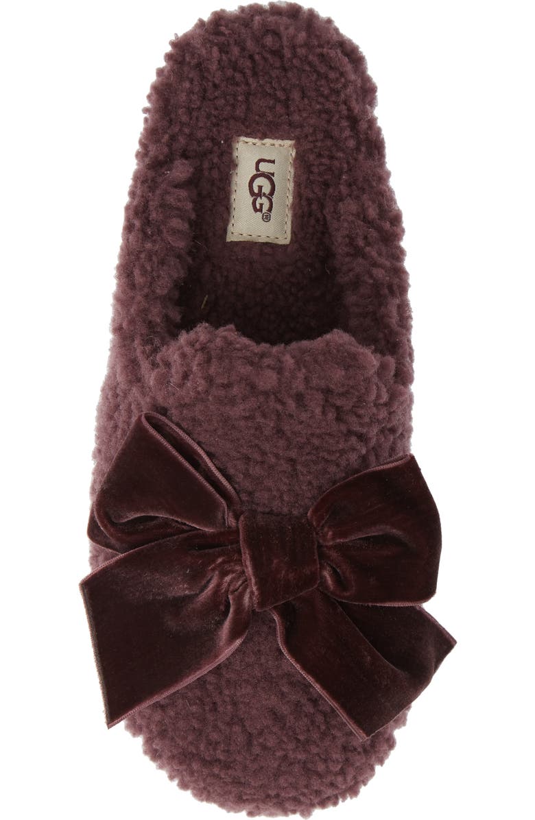 UGG<sup>®</sup> Addison Velvet Bow Genuine Shearling Slipper, Alternate, color,