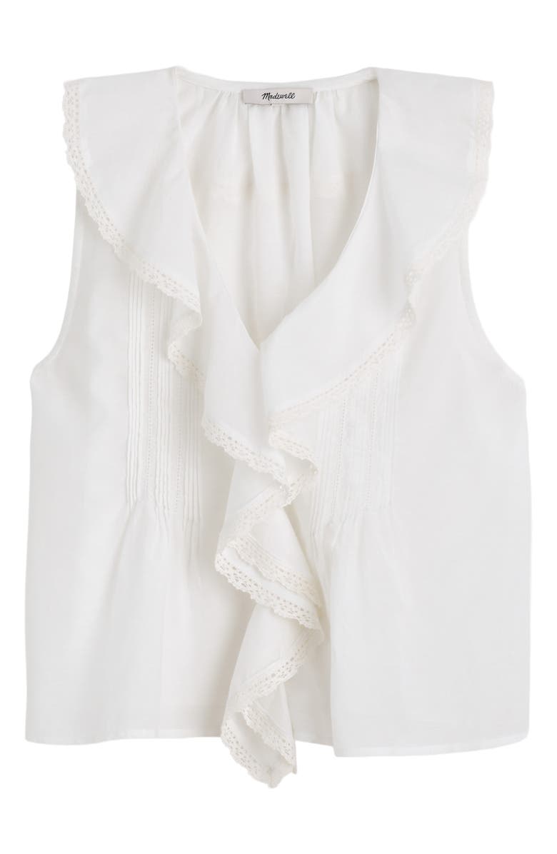 Madewell The Blaire Ruffle Sleeveless Top, Alternate, color, White