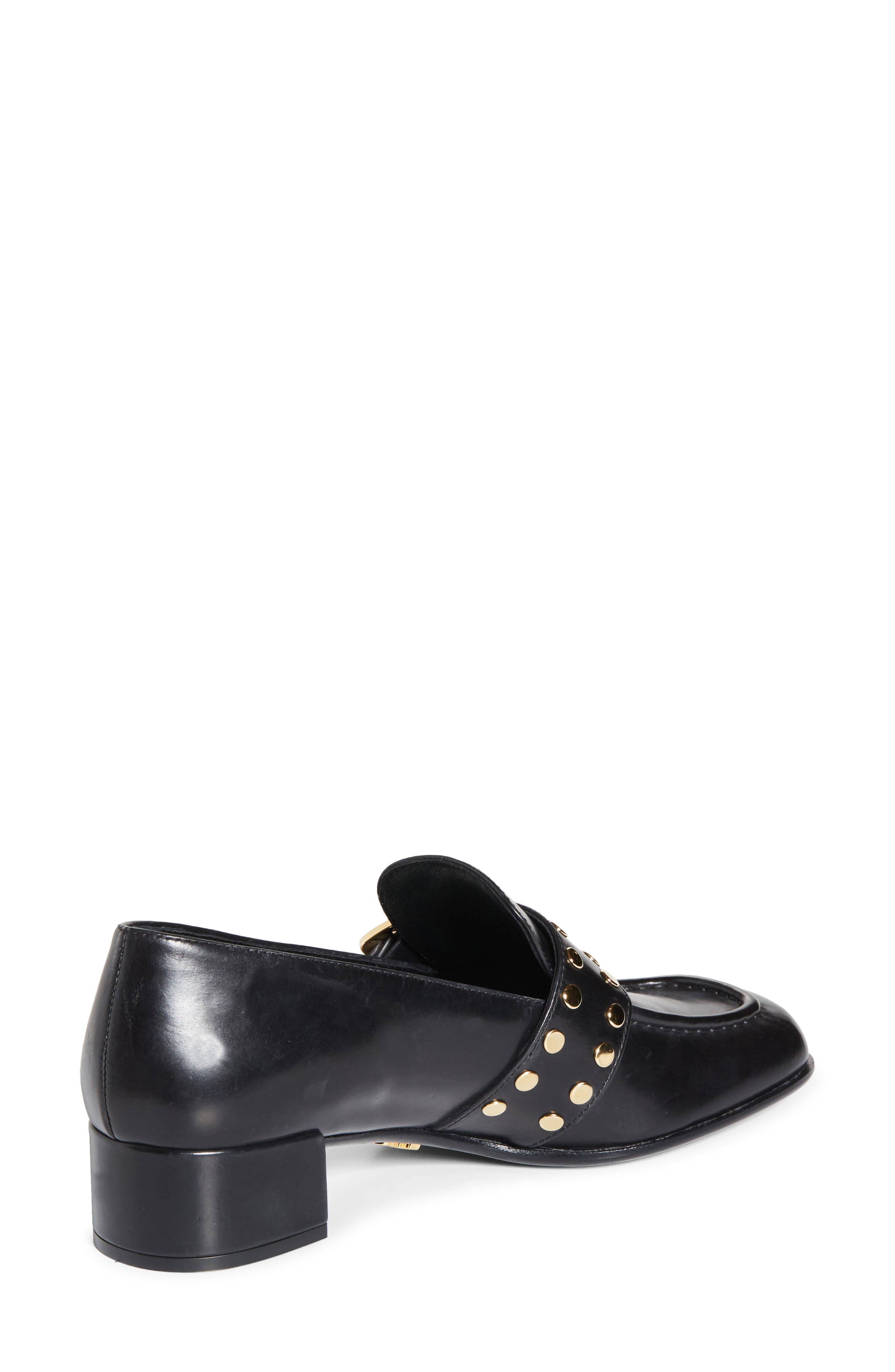 Prada Modellerie Stud Loafer Pump, Alternate, color, Nero
