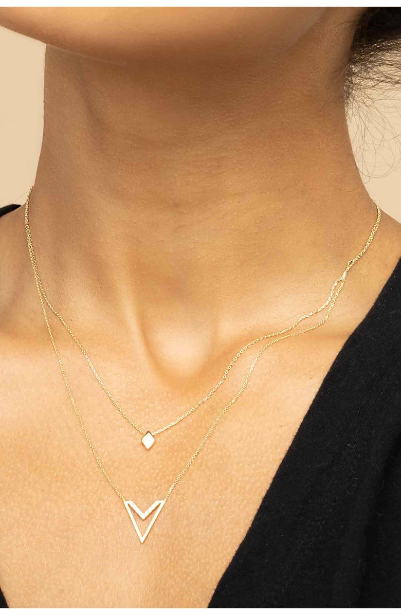 Oradina 14K Yellow Gold Sweet Diamond Pendant Necklace, Alternate, color, Yellow Gold