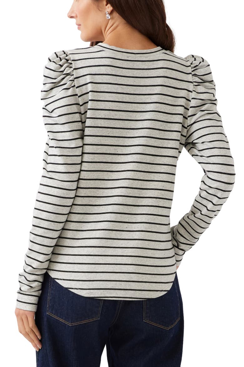Shirred Sleeve Top, Alternate, color, FRENCH TERRY HEATHER/ BLK