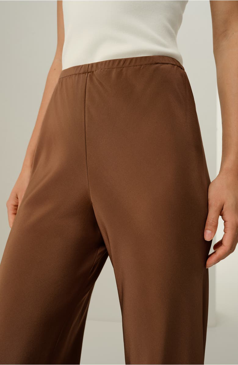 Lilysilk Bias Cut Straight Leg Silk Pants, Alternate, color, Espresso