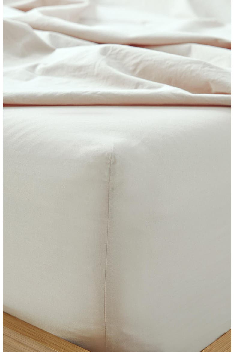 Organic Cotton Organic Cool-Air Percale Fitted Sheet, Alternate, color, Bone